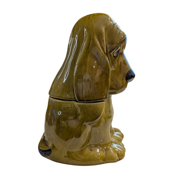 Vintage Basset Hound Dog Cookie Jar Glossy Ceramic Doranne of California 1950s - Picture 2 of 16